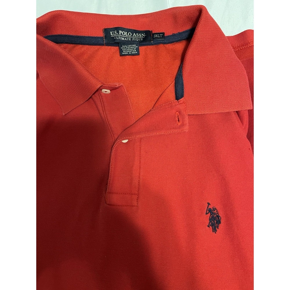 US Polo Assn Ultimate Pique Polo Shirt Mens 3XL Tall Red Relaxed Fit